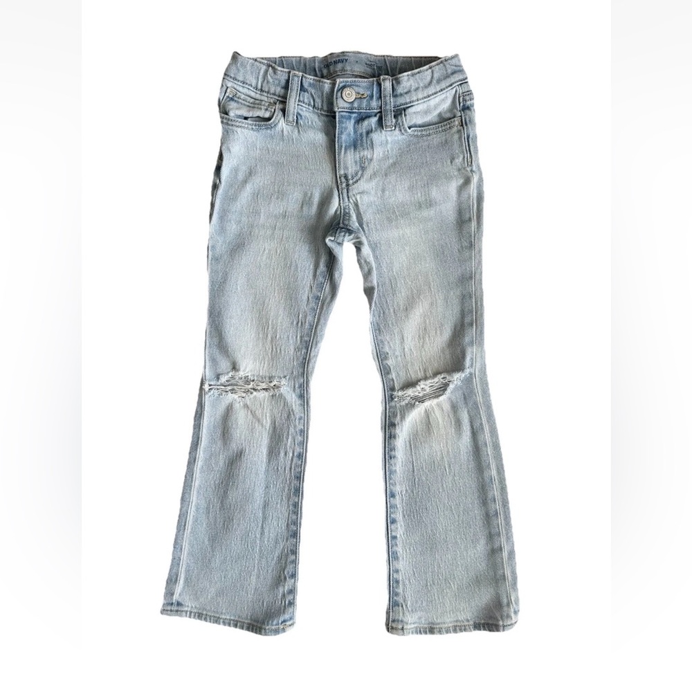 Old Navy Girl's 7 Midrise Bootcut Worn In Play Light Wash Jeans Denim Adjustable